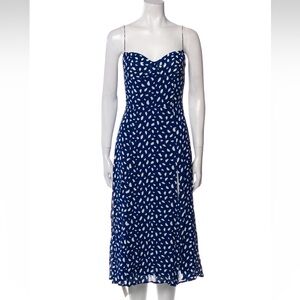 Reformation Juliette Midi in Lazuli Blue Polka Dot Tie Straps size 12